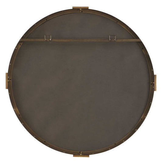 Russo - Travertine Round Mirror - Bronze / Brown / Gold