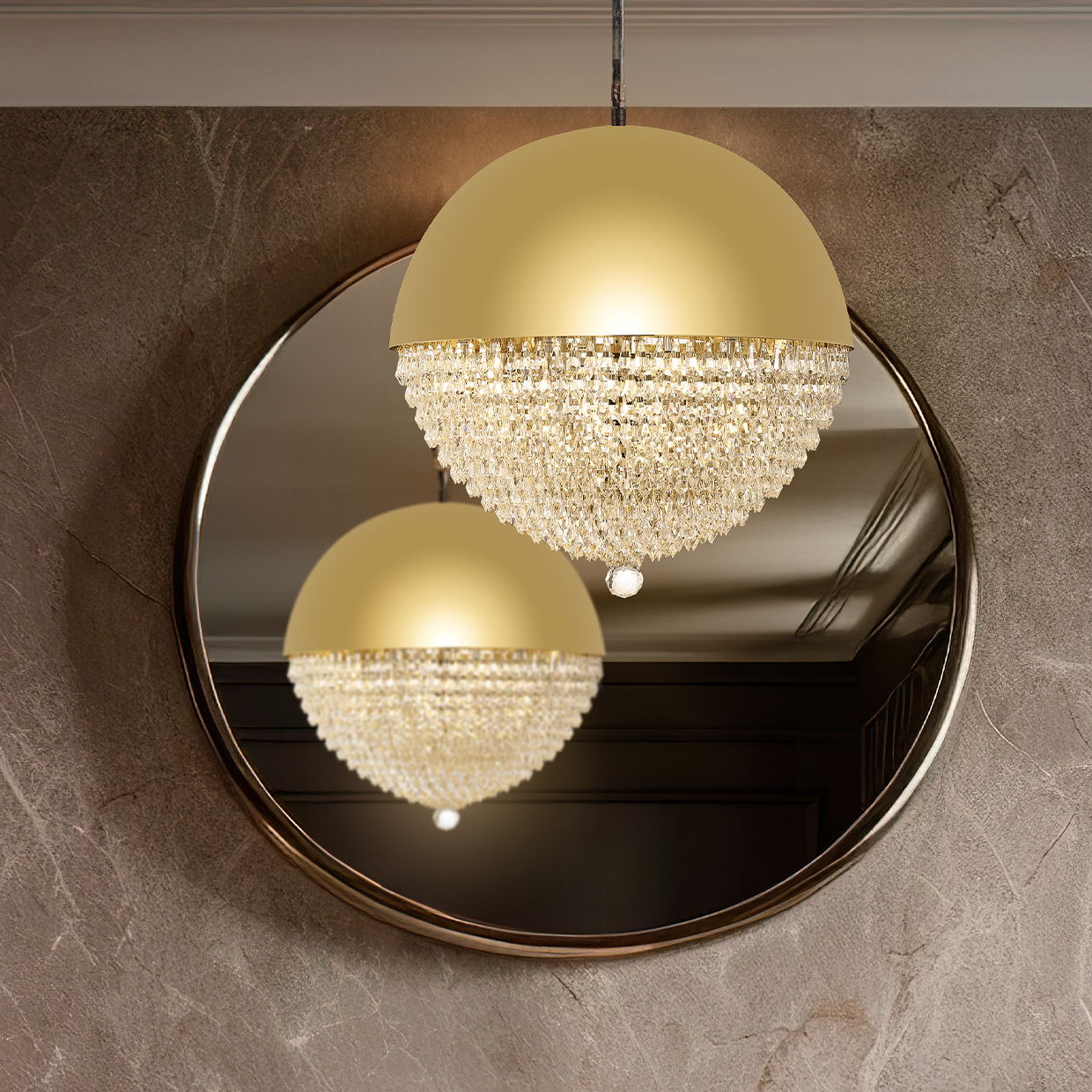 Michael Amini Lighting - Eclipse LED Crystal And Metal Chandelier - Gold