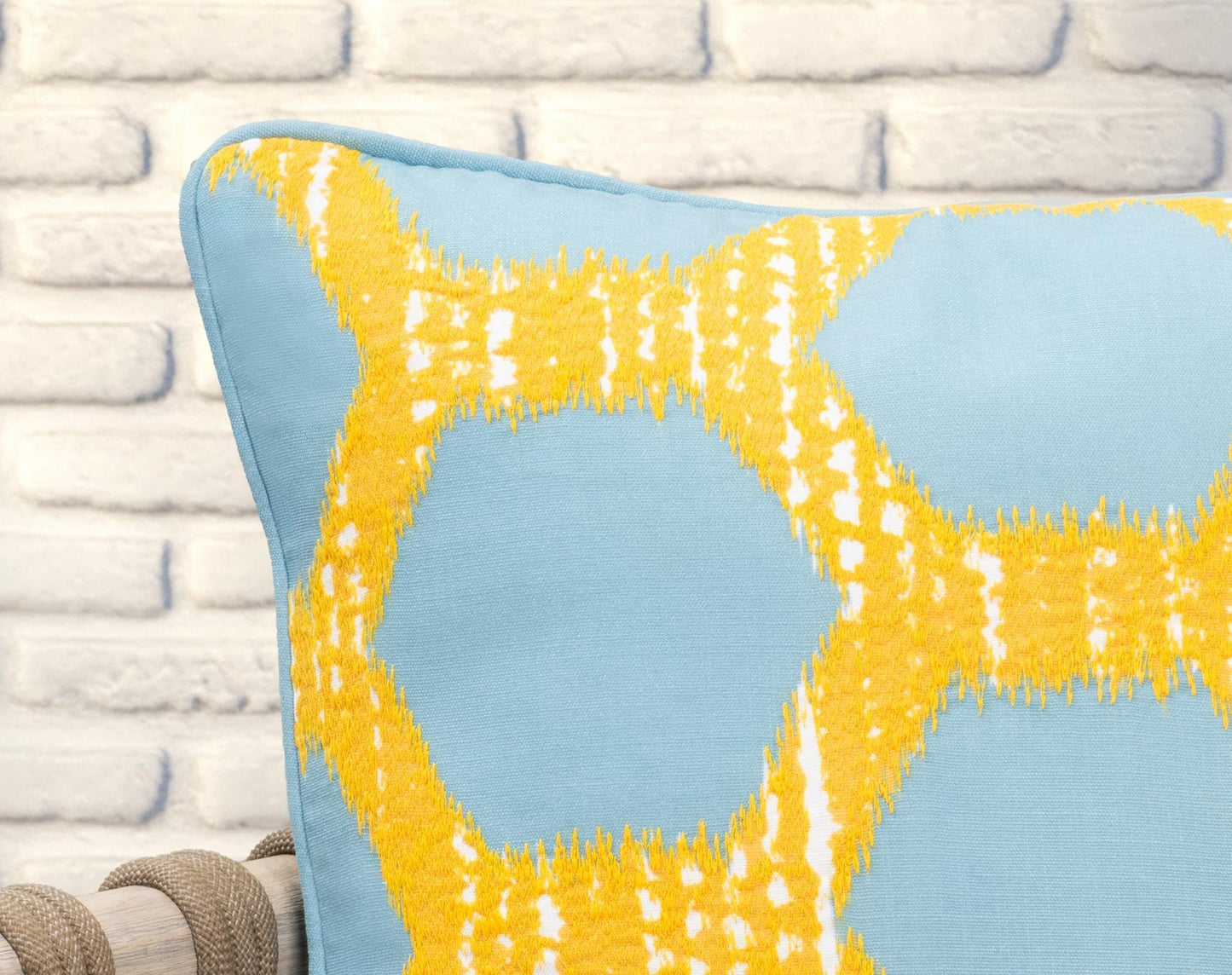Gaines - Pillow - Yellow With Blue