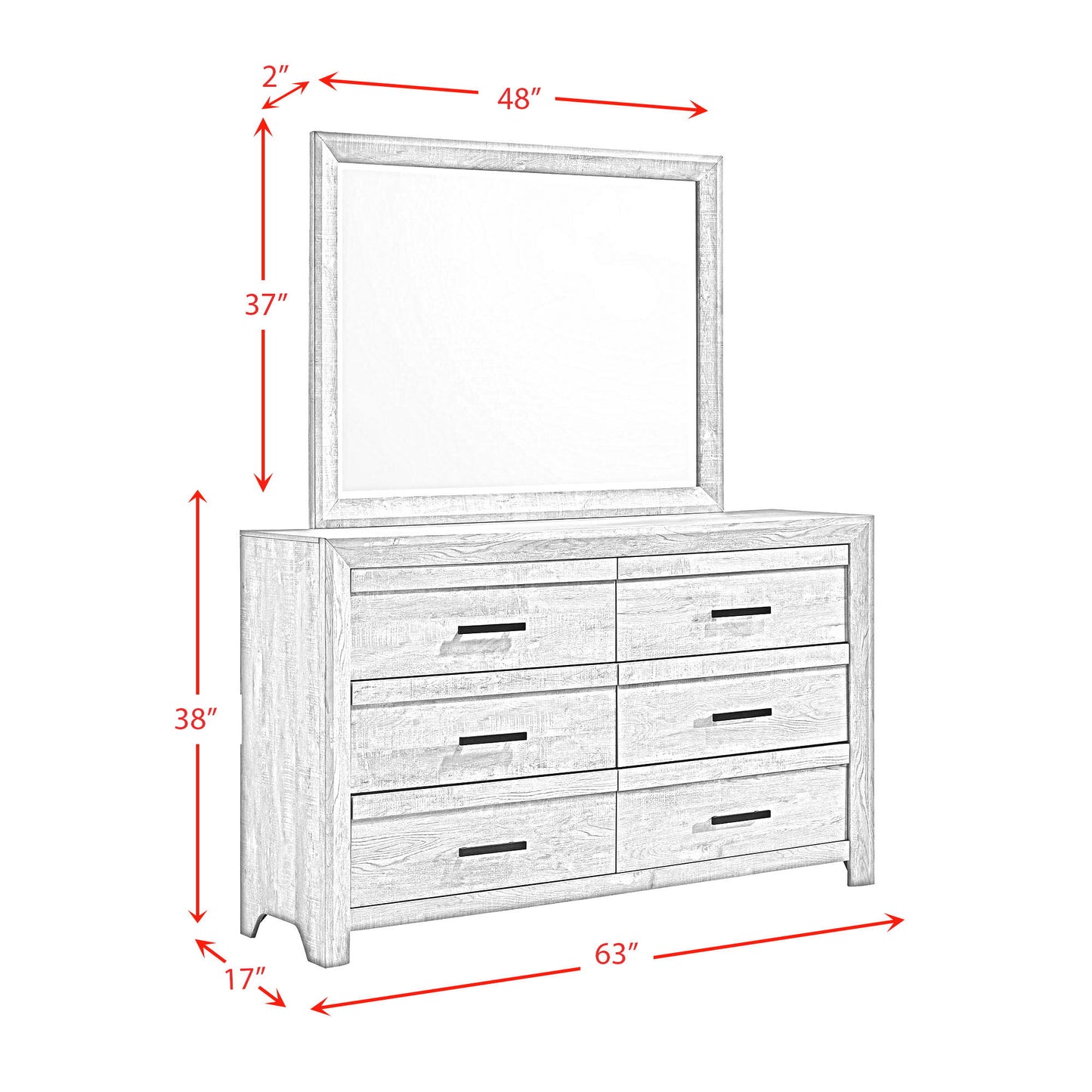 Ellen - Dresser & Mirror Set - White