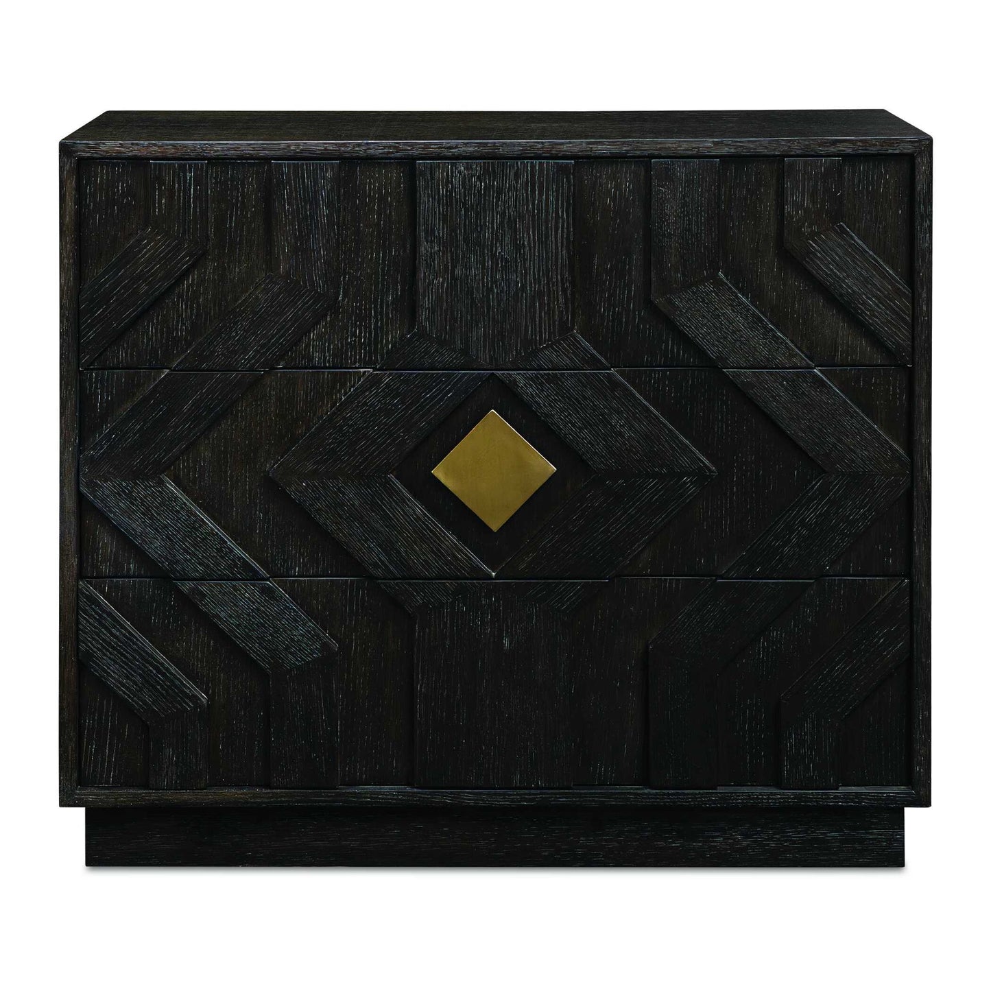 Faulkner - 3 Drawer Modern Chest - Black / Brass