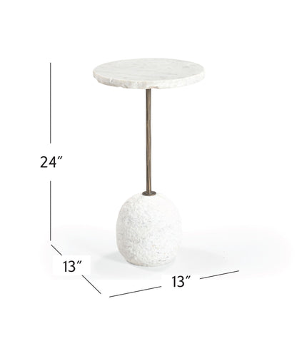 Aeirith - Accent Table - Natural Edge White Marble / Antique Brass