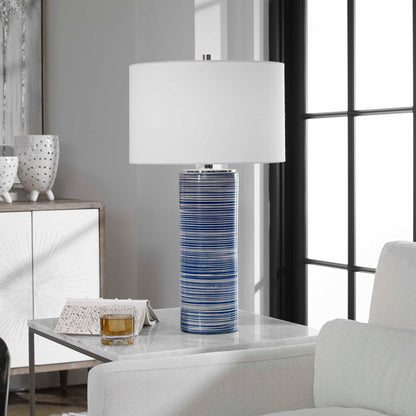 Montauk - Striped Table Lamp - Blue