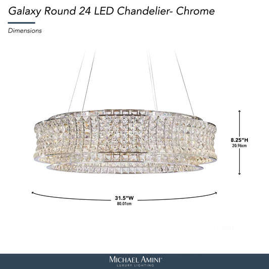 Michael Amini Lighting - Galaxy 32" Round LED Crystal Chandelier - Chrome