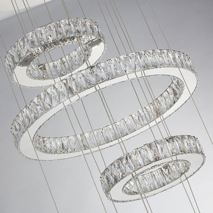Michael Amini Lighting - Asteroids 3-Ring Modern LED Crystal Chandelier - Chrome