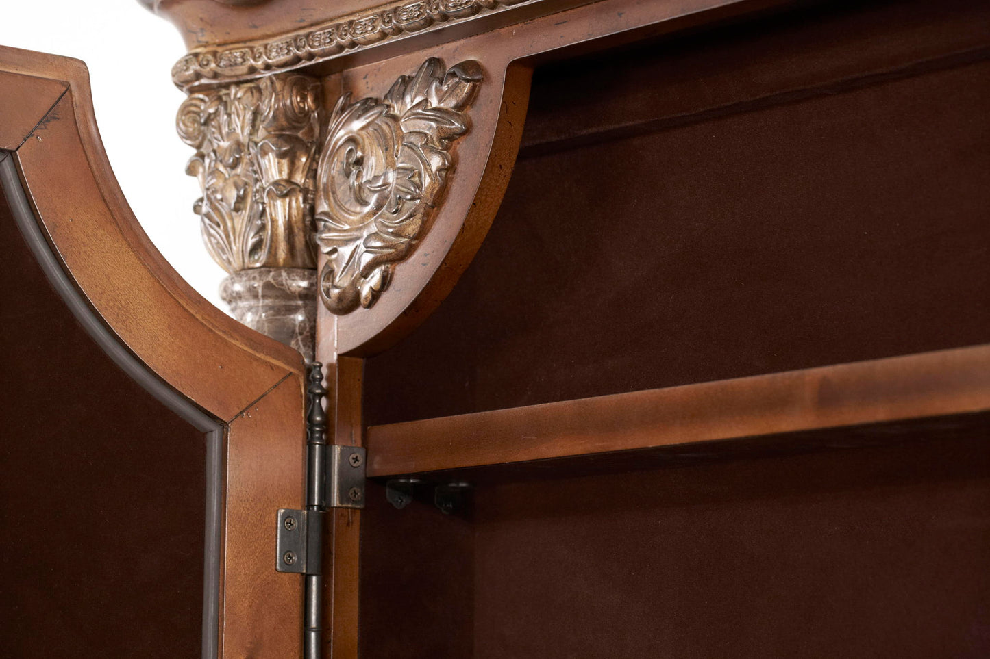Villa Valencia - Accent Floor Wall Mirror With Storage - Classic Chestnut