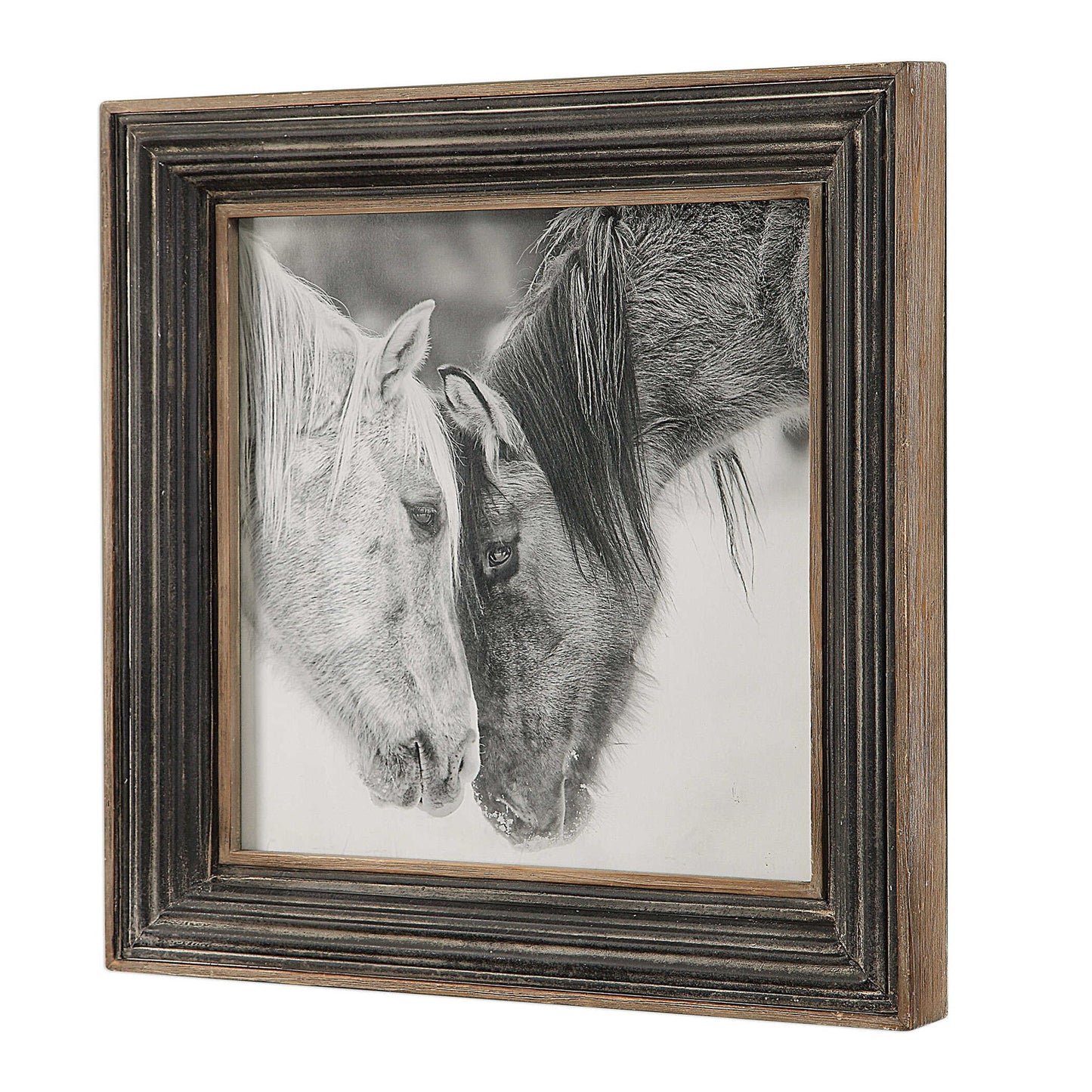 Custom Black And White Horses - Print - Dark Brown