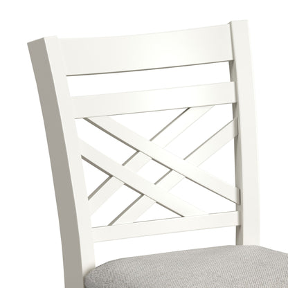 Brooks - 5 Piece Counter Set With Table And 4 Upholstery Seat & Wood Back Chairs - Medium Brown & White