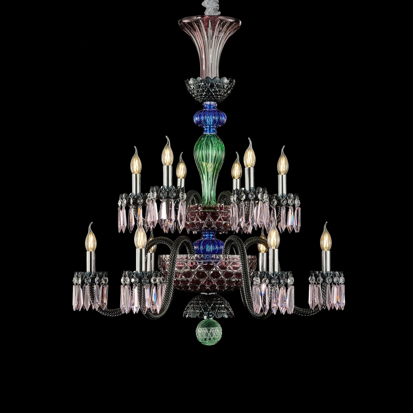 Michael Amini Lighting - Noir 12-Light Traditional Crystal Chandelier - Black