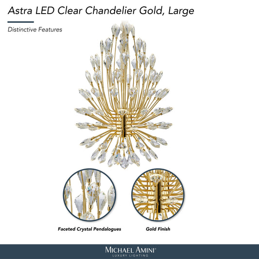Michael Amini Lighting - Astra 34" LED Crystal Chandelier - Gold
