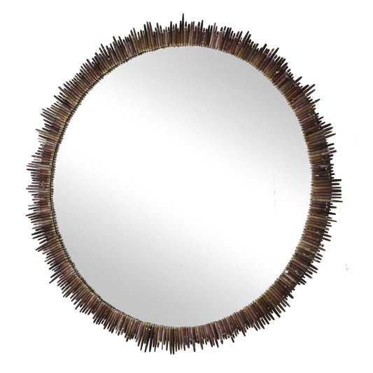 Tiger Sea Urchin - Round Mirror - Brown / Green