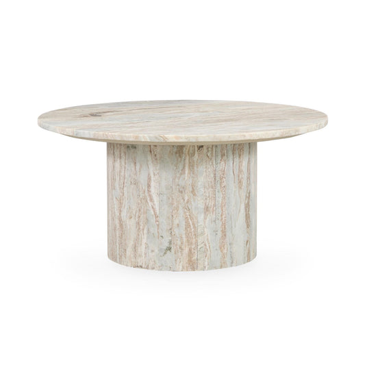 Amberly - Marble Round Coffee Table - Rusty Gray