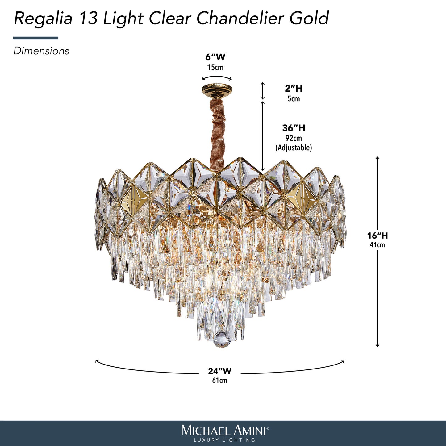 Michael Amini Lighting - Regalia 13-Light Crystal Chandelier - Gold