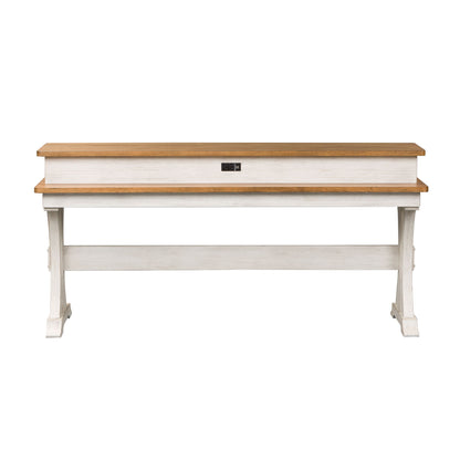 Farmhouse Reimagined - Console Bar Table - Antique White / Chestnut Tops