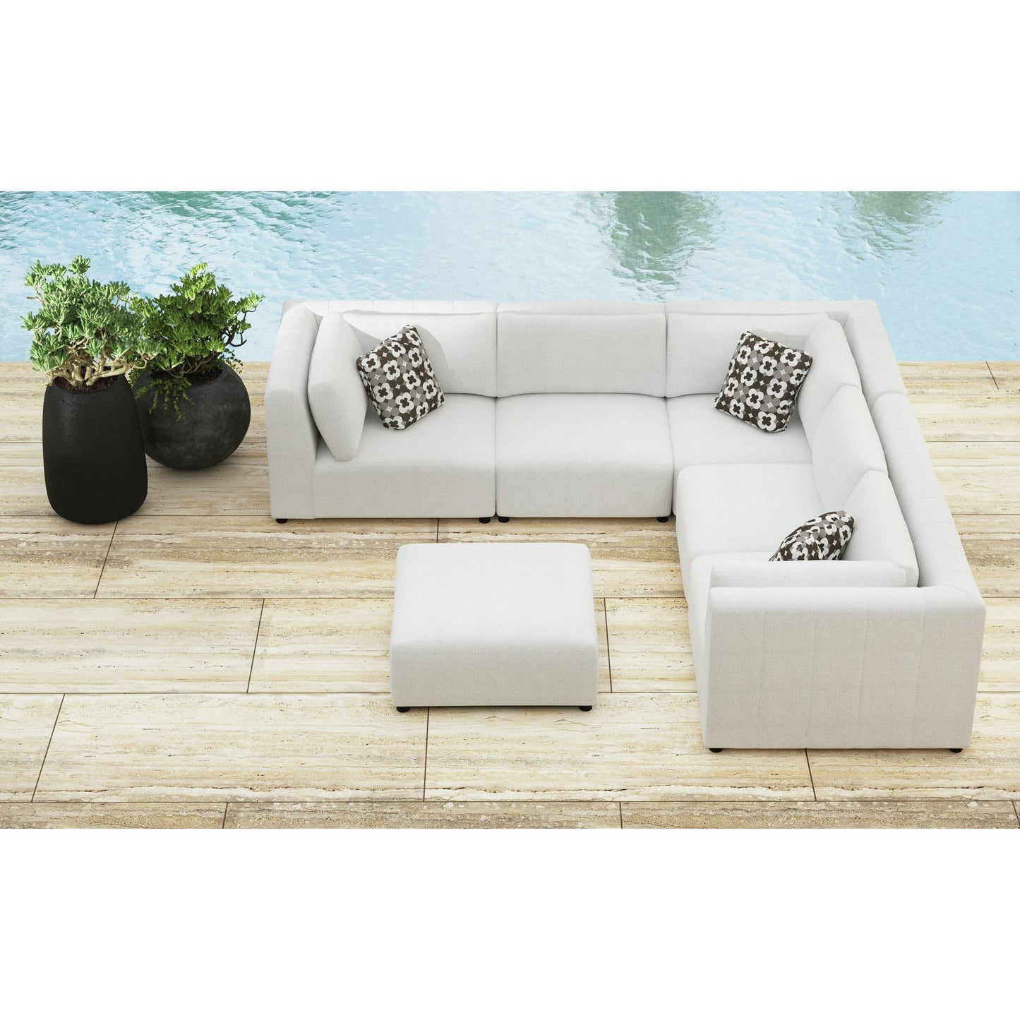 Zandara - 5 Piece Modular Set Sectional With Ottoman - Beige