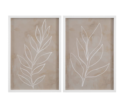 Leaf Line Art III Framed Print - Light Brown