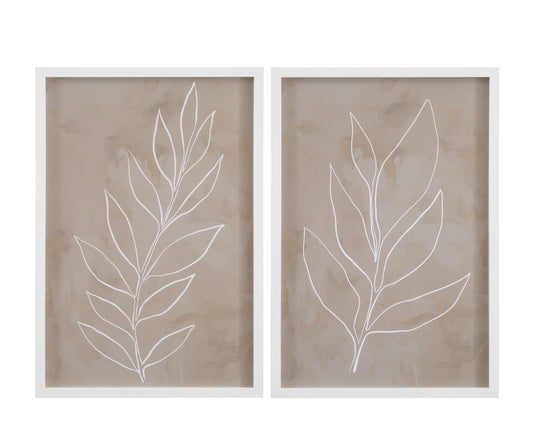 Leaf Line Art III Framed Print - Light Brown