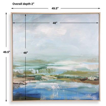 Lush Valley - Framed Canvas - Light Blue