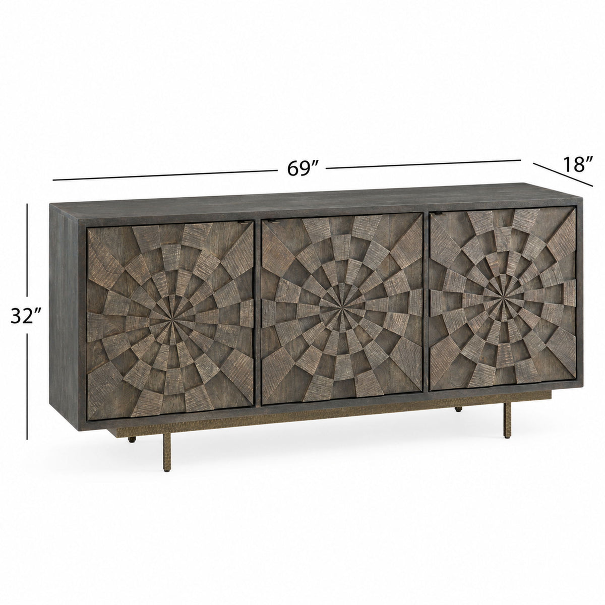 Adrienne - Server - Sandblasted Dark Brown & Antique Gold Metal