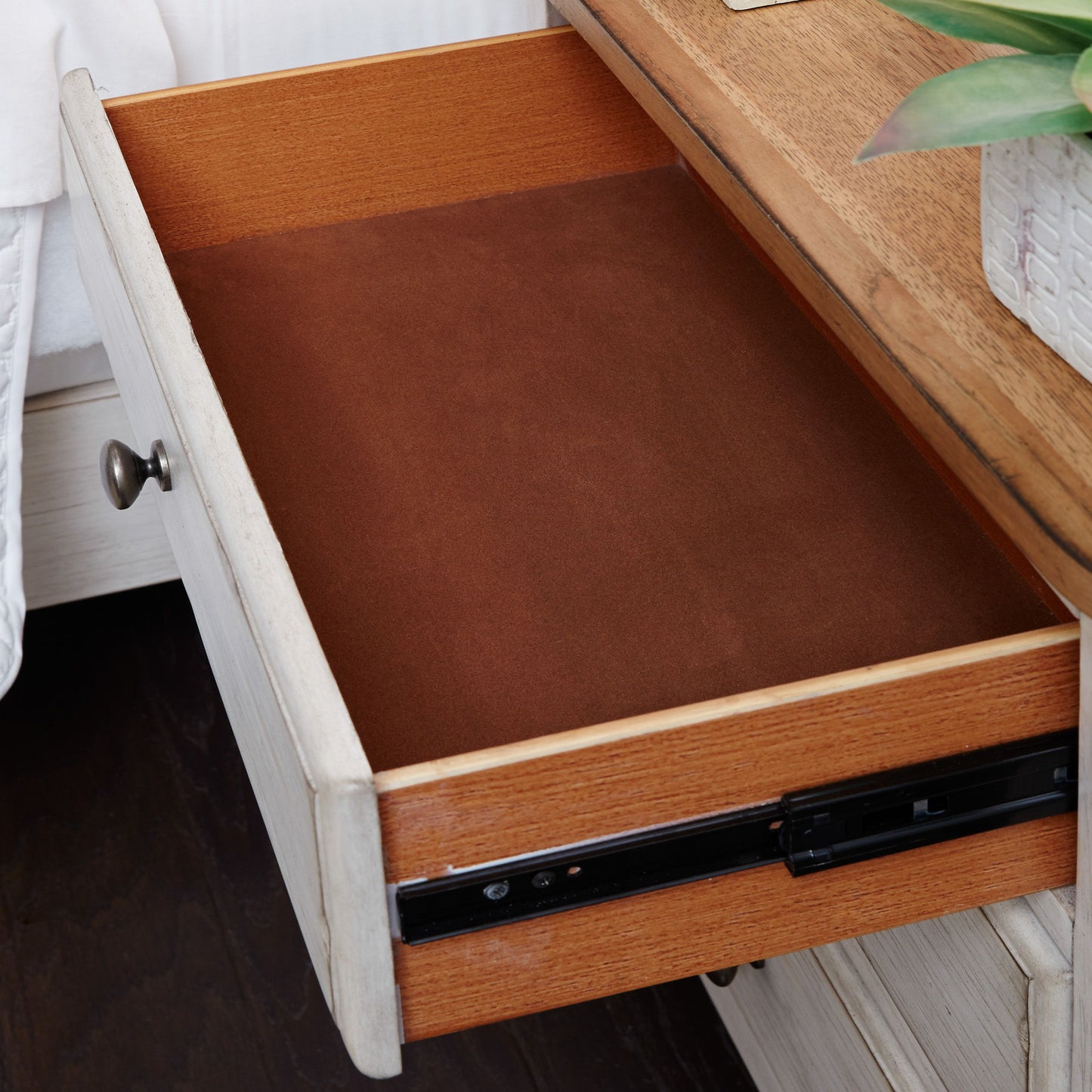 Farmhouse Reimagined - 3 Drawer Nightstand With Charging Station - Antique White / Chestnut Tops
