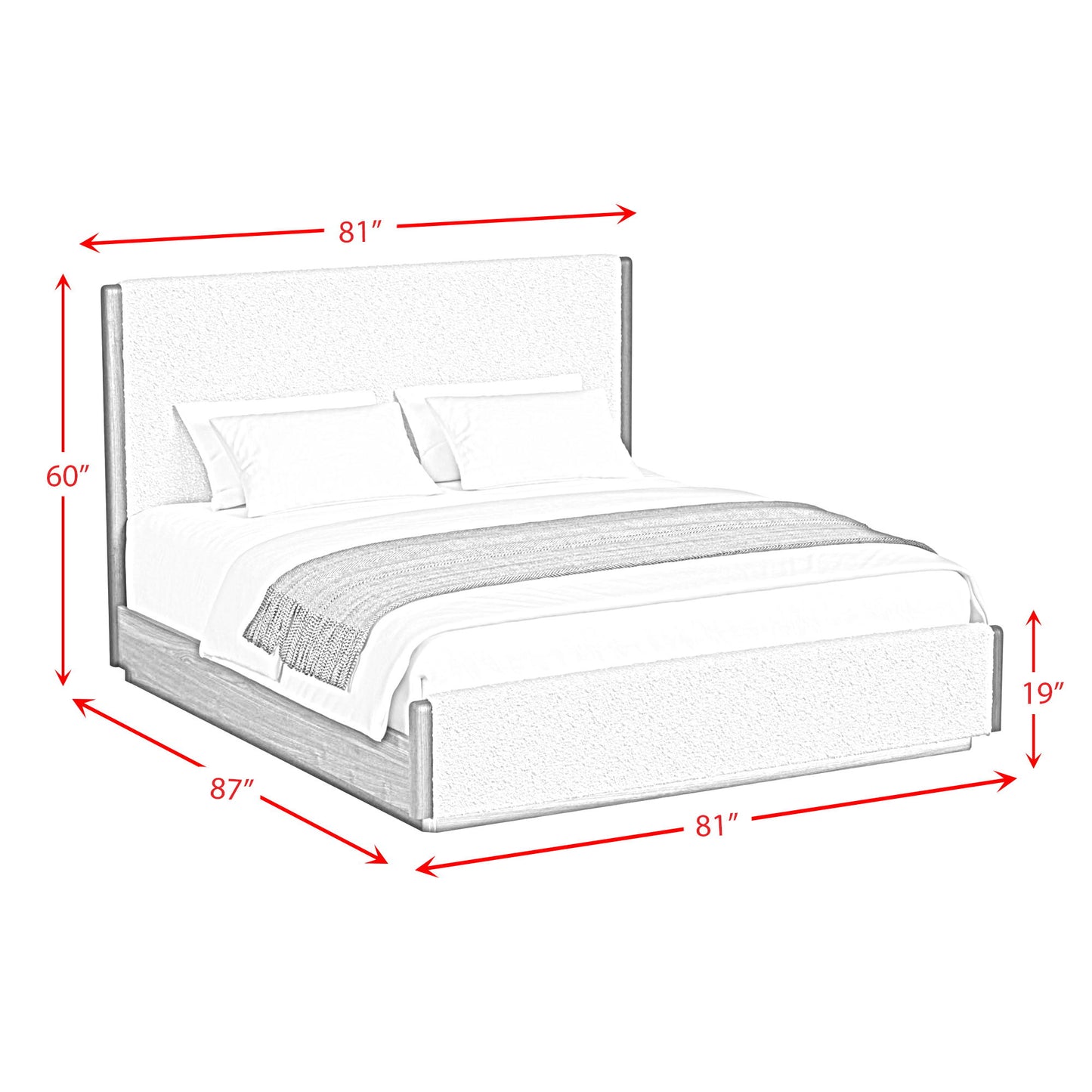 Brisbane - Upholstered Bed With Boucle And LED