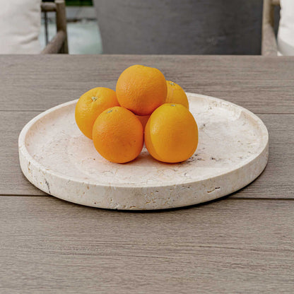 Travessa - Outdoor Round Stone Tray - White