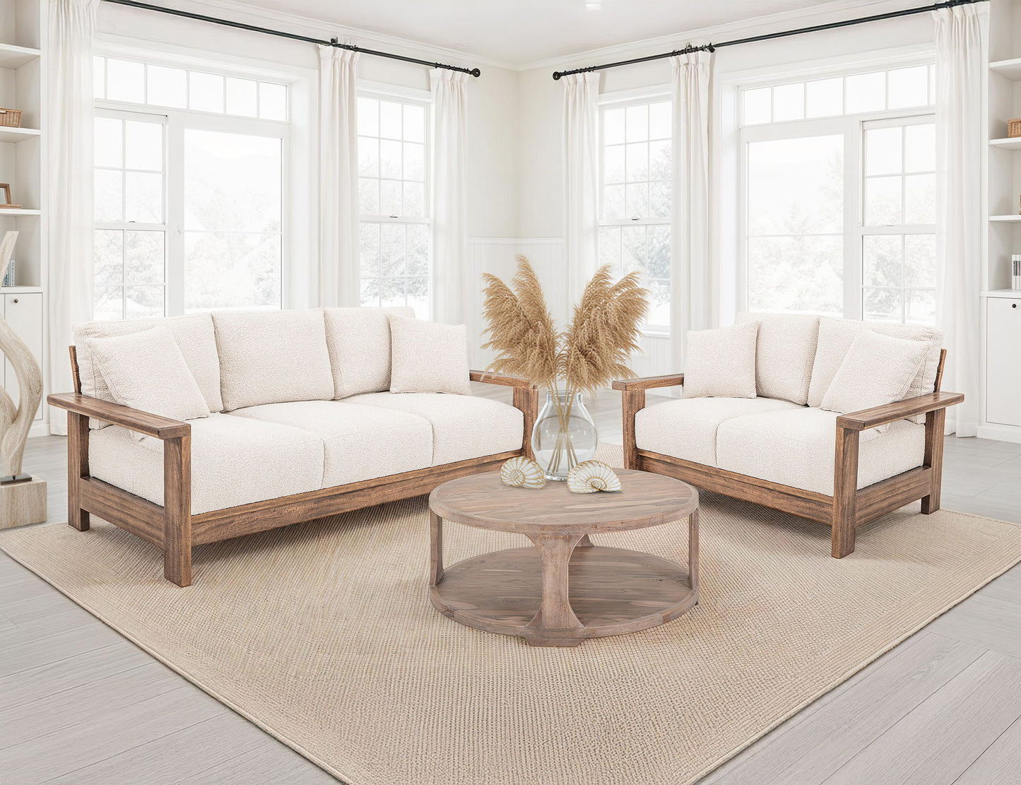 Duna - Armchair - White / Light Brown