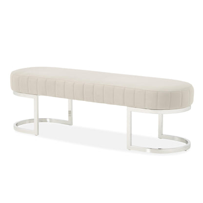 Signature Beds & Benches - Orchid Velvet Accent Bench - Gray / Chrome