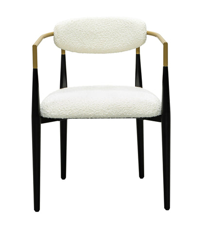 Jenson - White Dining Chair - Semi-Gloss Black /Brushed Gold / Ivory Boucle
