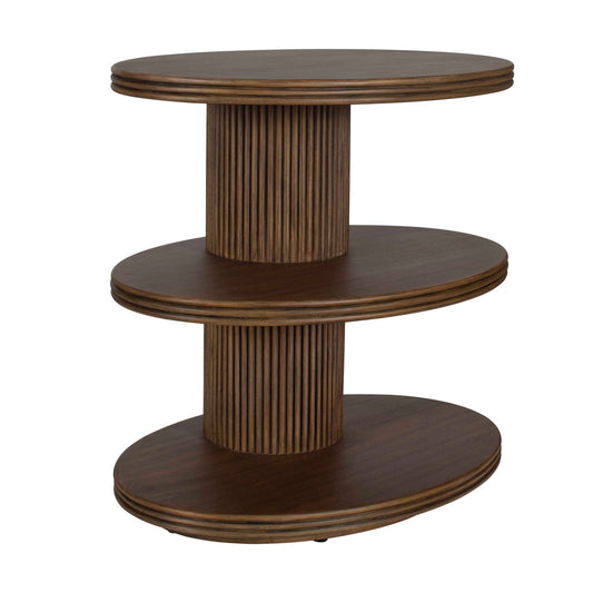 Top - Tier Oval Walnut Side Table - Woodtone