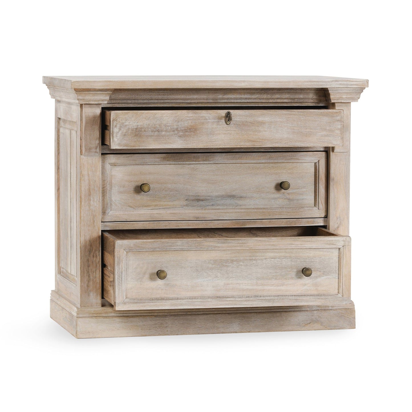 Adelaide - 3 Drawer Nightstand - Natural Cream Wash