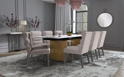 Vesa - Glass Top Extension Dining Table - Beige