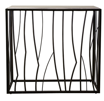 Reed - Travertine Console Table - Black & Light Brown