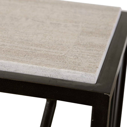 Reed - Travertine Console Table - Black & Light Brown