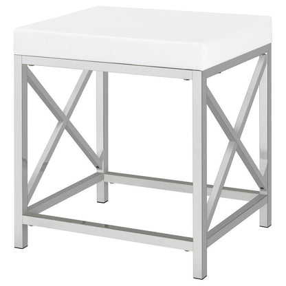 Eliza - Vanity Set With Lighting & Stool - White And Chrome