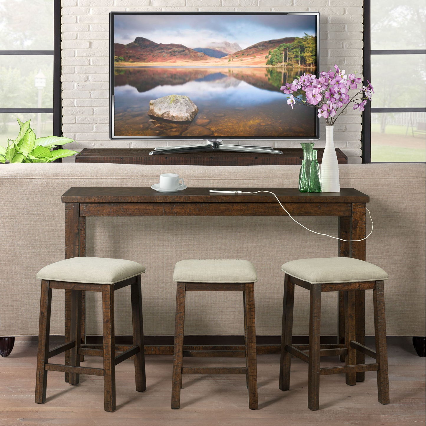 Jax - Bar Table Single Pack (Table And Three Stools) - Dark Walnut
