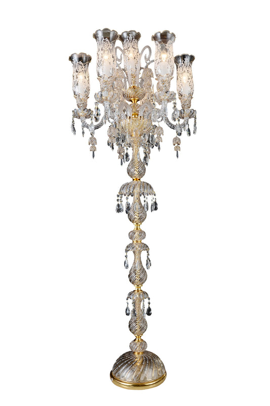 Michael Amini Lighting - Garnier 7-Light Traditional Crystal Floor Lamp - Gold