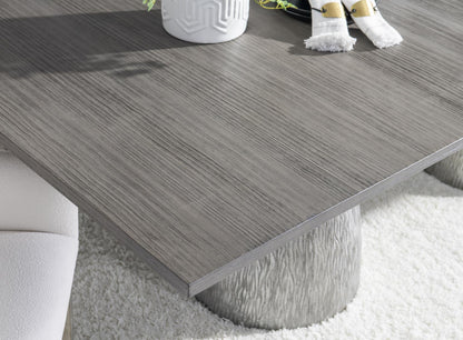 Terra Luna - Complete Rectangle Double Pedestal Table - White Cloud & Nightfall