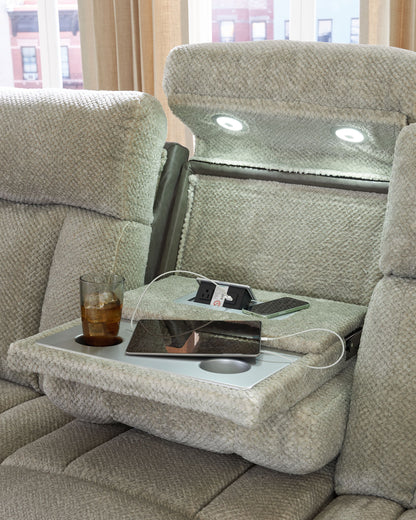 WhipLash - Power Reclining Sofa With Adj Headrest - Sisal