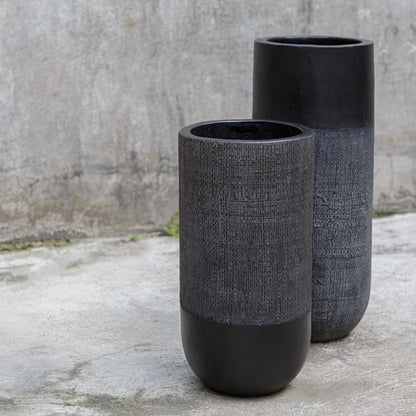 Woven - Shadow Vases (Set of 2) - Black