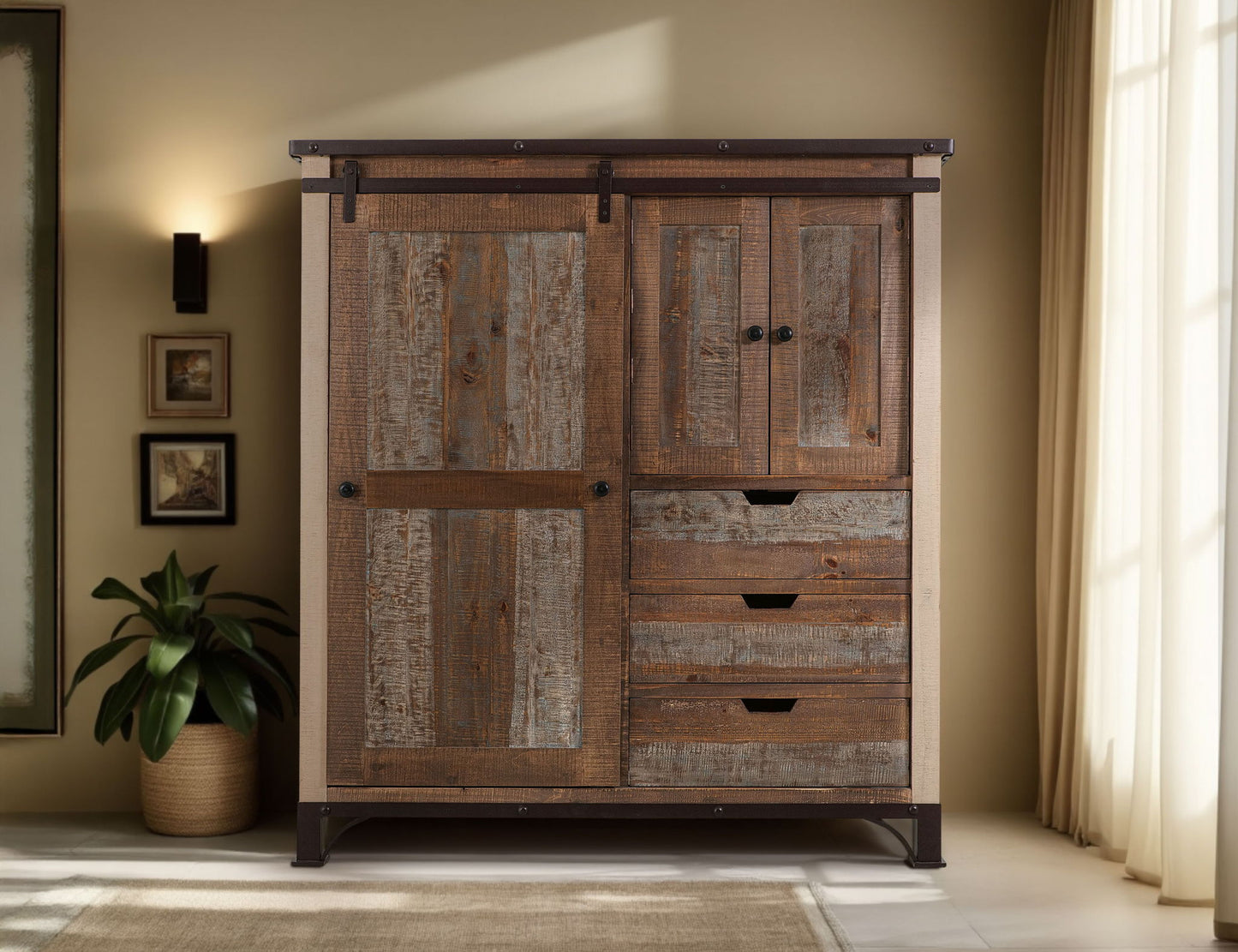 Antique - Сhest With 3 Drawers - Multicolor
