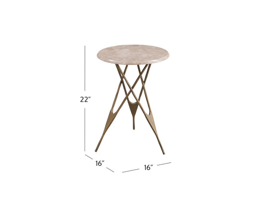 Leila - Accent Table - Antique Brass / Italian Marble