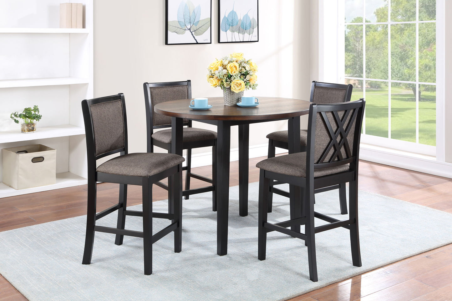 Potomac - 5 Piece Rectangle Dining Set (Table & 4 Chairs) - Brown / Black