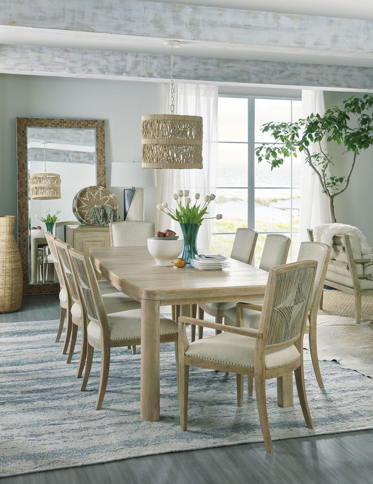 Surfrider - Carved Back Arm Chair (Set of 2) - Beige / Light Brown
