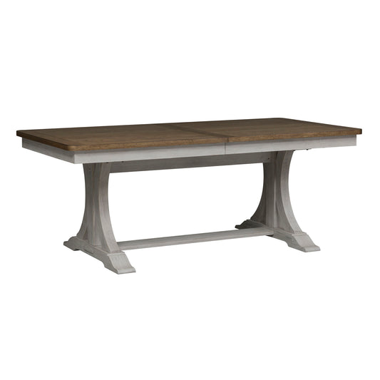 Farmhouse Reimagined - Trestle Table Base - Antique White / Chestnut Tops