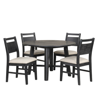 Sable Crest - 5 Piece Set (Round Dining Table & 4 Chairs) - Black