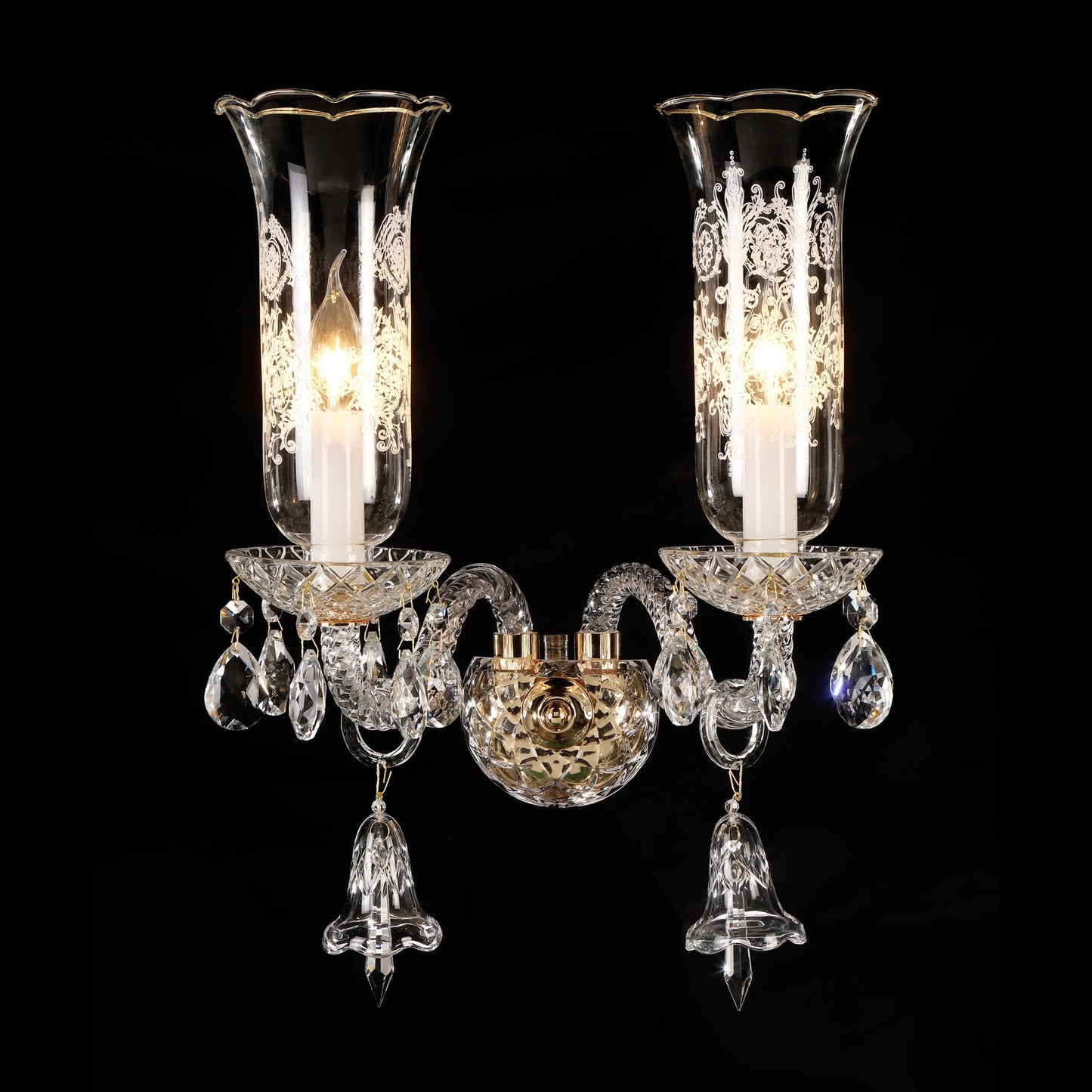 Michael Amini Lighting - Winter Palace 2-Light Traditional Crystal Wall Sconce - Gold / White
