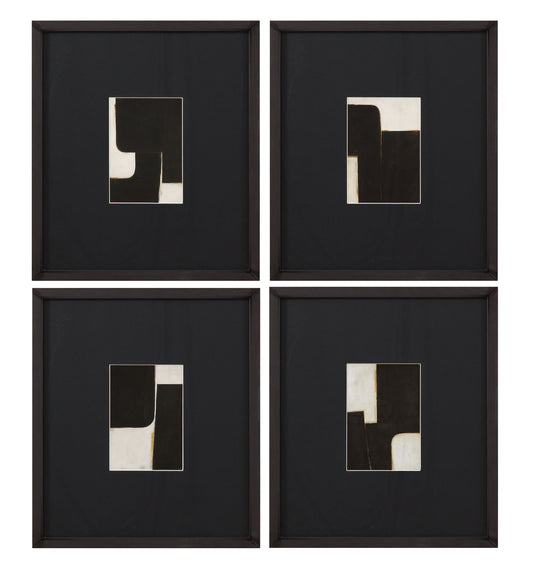 Desert Fragments Framed Print (Set of 4) - Black, White
