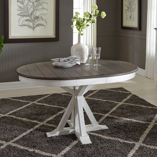 Allyson Park - Single Pedestal Table Base - Wirebrushed White / Charcoal