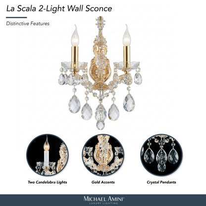 Michael Amini Lighting - La Scala Traditional Crystal Wall Sconce - Gold